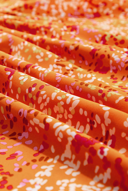 Abstract Print Collared V Neck Babydoll Blouse