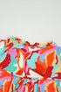 Abstract Print Drawstring V Neck Half Sleeve Viscose Blouse