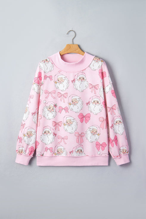 Abstract Print Drop Shoulder High Neck Sweatshirt