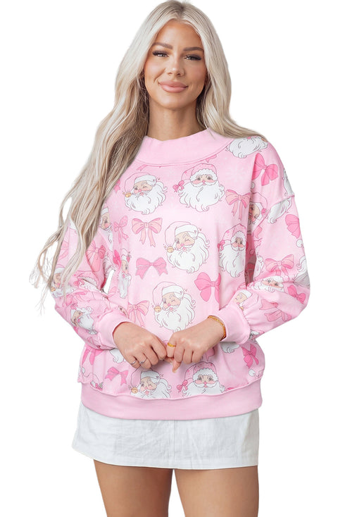 Abstract Print Drop Shoulder High Neck Sweatshirt