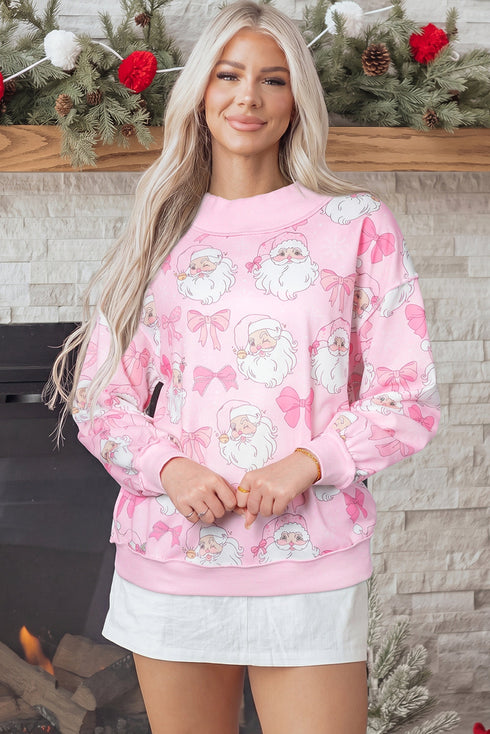 Abstract Print Drop Shoulder High Neck Sweatshirt