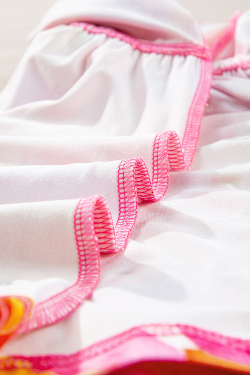 Abstract Print Empire Waist Kimono Sleeve Blouse