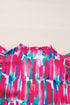 Abstract Print Flutter Sleeve Ruffle Trim V Neck Blouse