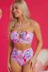 Abstract Print Keyhole Halter High Waist Bikini Set