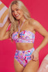 Abstract Print Keyhole Halter High Waist Bikini Set