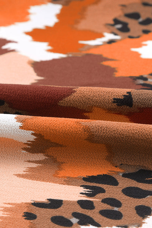 Abstract Print Long Sleeve Collared Button Down Shirt