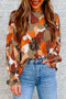 Abstract Print Long Sleeve Collared Button Down Shirt