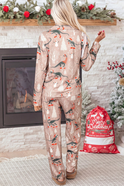 Abstract Print Long Sleeve Pullover Two Piece Lounge Set