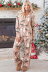 Abstract Print Long Sleeve Pullover Two Piece Lounge Set