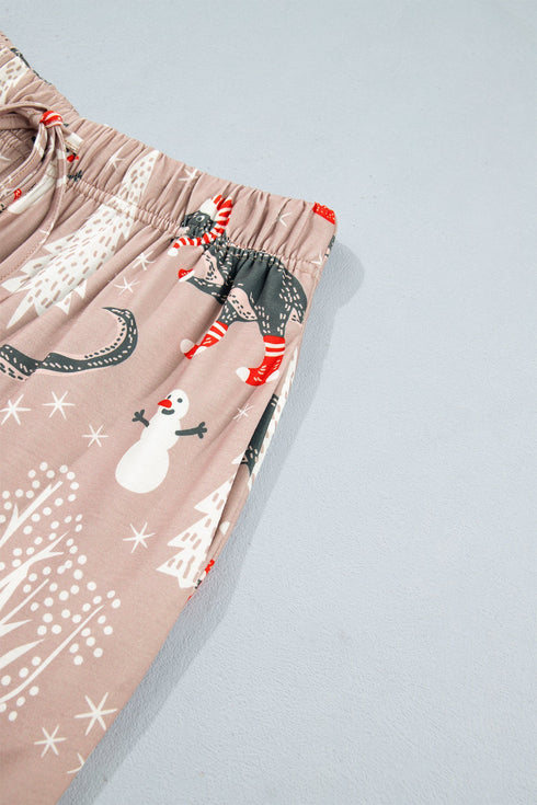 Abstract Print Long Sleeve Pullover Two Piece Lounge Set