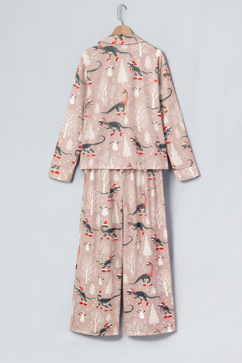 Abstract Print Long Sleeve Pullover Two Piece Lounge Set