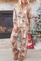 Abstract Print Long Sleeve Pullover Two Piece Lounge Set