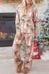 Abstract Print Long Sleeve Pullover Two Piece Lounge Set