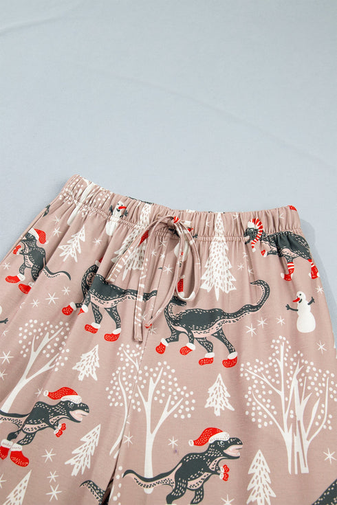 Abstract Print Long Sleeve Pullover Two Piece Lounge Set