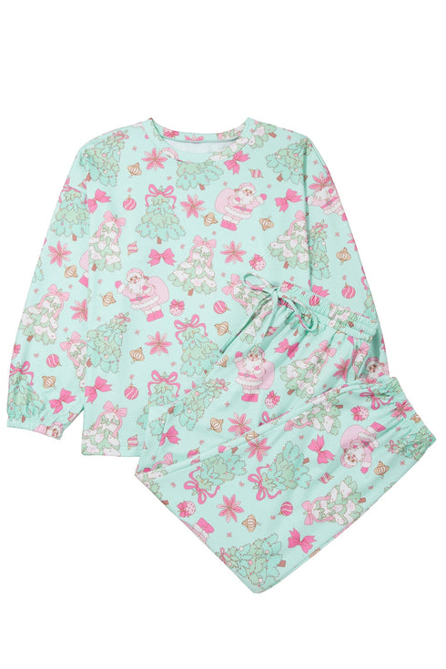 Abstract Print Long Sleeve Two Piece Lounge Set