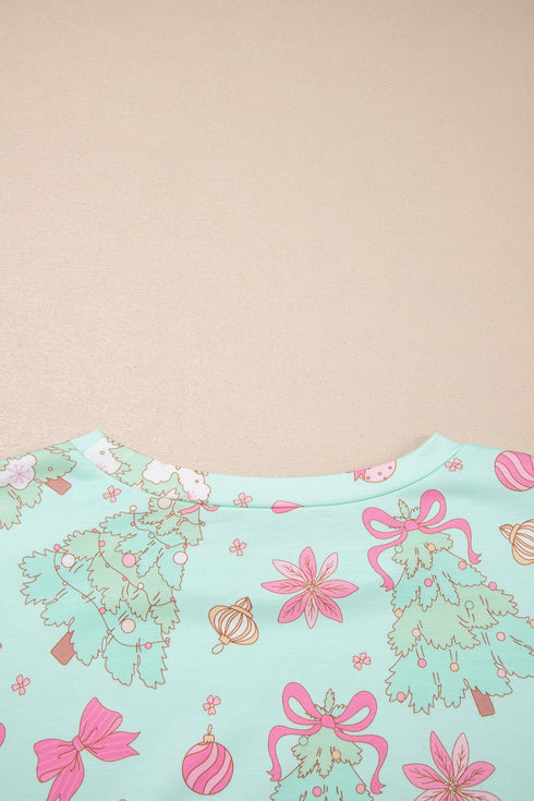 Abstract Print Long Sleeve Two Piece Lounge Set