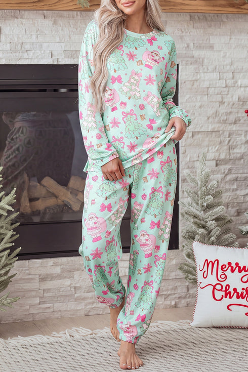 Abstract Print Long Sleeve Two Piece Lounge Set