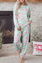 Abstract Print Long Sleeve Two Piece Lounge Set
