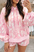 Abstract Print Loose Hoodie Slim Shorts 2Pcs Short Set