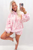 Abstract Print Loose Hoodie Slim Shorts 2Pcs Short Set