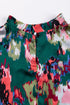 Abstract Print Mock Neck Smocked Cuff Blouse