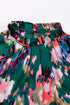 Abstract Print Mock Neck Smocked Cuff Blouse