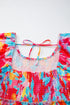 Abstract Print Puff Sleeve Smocked Bust Plus Size Maxi Dress
