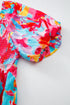 Abstract Print Puff Sleeve Smocked Bust Plus Size Maxi Dress