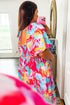 Abstract Print Puff Sleeve Smocked Bust Plus Size Maxi Dress