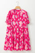 Abstract Print Puff Sleeve Tiered Mini Dress