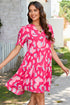 Abstract Print Puff Sleeve Tiered Mini Dress