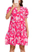 Abstract Print Puff Sleeve Tiered Mini Dress