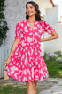 Abstract Print Puff Sleeve Tiered Mini Dress