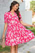 Abstract Print Puff Sleeve Tiered Mini Dress