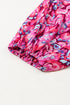 Abstract Print Puff Sleeve V Neck High Waist Romper