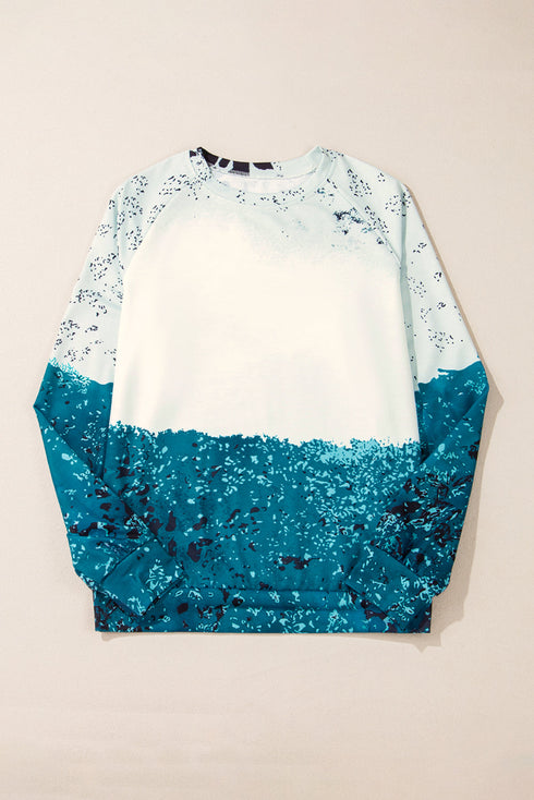 Abstract Print Raglan Sleeve Relaxed Pullover Sweatshirt