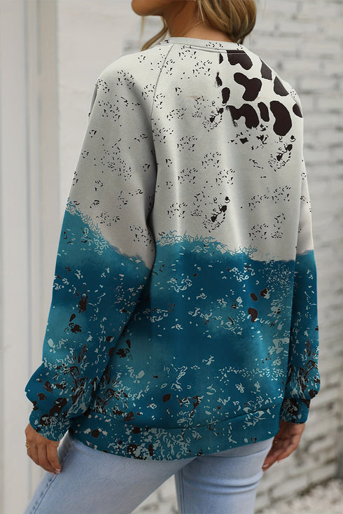 Abstract Print Raglan Sleeve Relaxed Pullover Sweatshirt