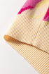 Abstract Print Ribbed Trim Pullover Knit Sweater