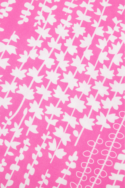 Abstract Print Ric Rac Trim Flutter Sleeve Notch Blouse