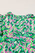 Abstract Print Ruffle Flutter Sleeve Tie Neck Blouse