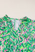 Abstract Print Ruffle Flutter Sleeve Tie Neck Blouse