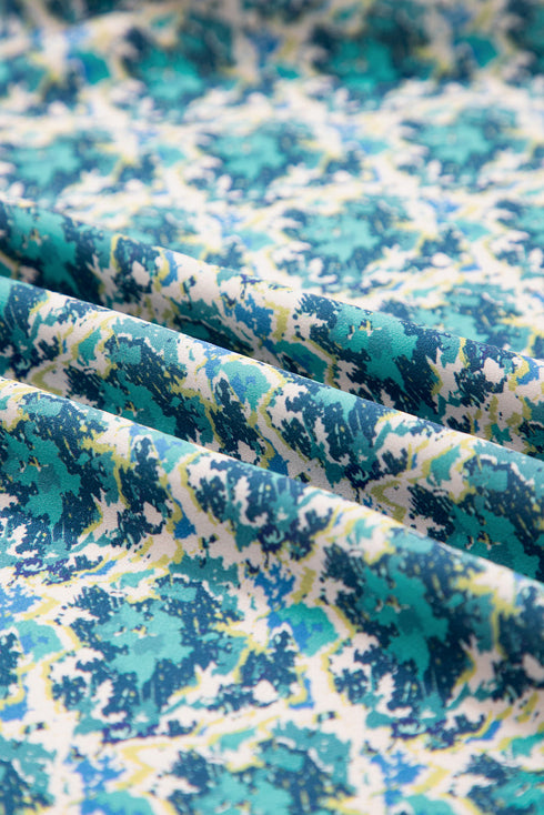 Abstract Print Ruffle Shoulder Long Sleeve Blouse