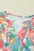 Abstract Print Ruffle Sleeve Smocked Wide Leg Pant Sets