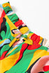Abstract Print Ruffled Mock Neck Shift Dress