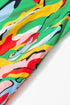 Abstract Print Ruffled Mock Neck Shift Dress