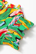 Abstract Print Ruffled Mock Neck Shift Dress