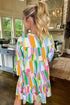Abstract Print Ruffled Sleeve A Line Mini Dress