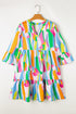 Abstract Print Ruffled Sleeve A Line Mini Dress