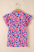 Abstract Print Ruffled Sleeve V Neck Blouse