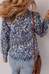 Abstract Print Scalloped Trim V Neck Long Sleeve Blouse